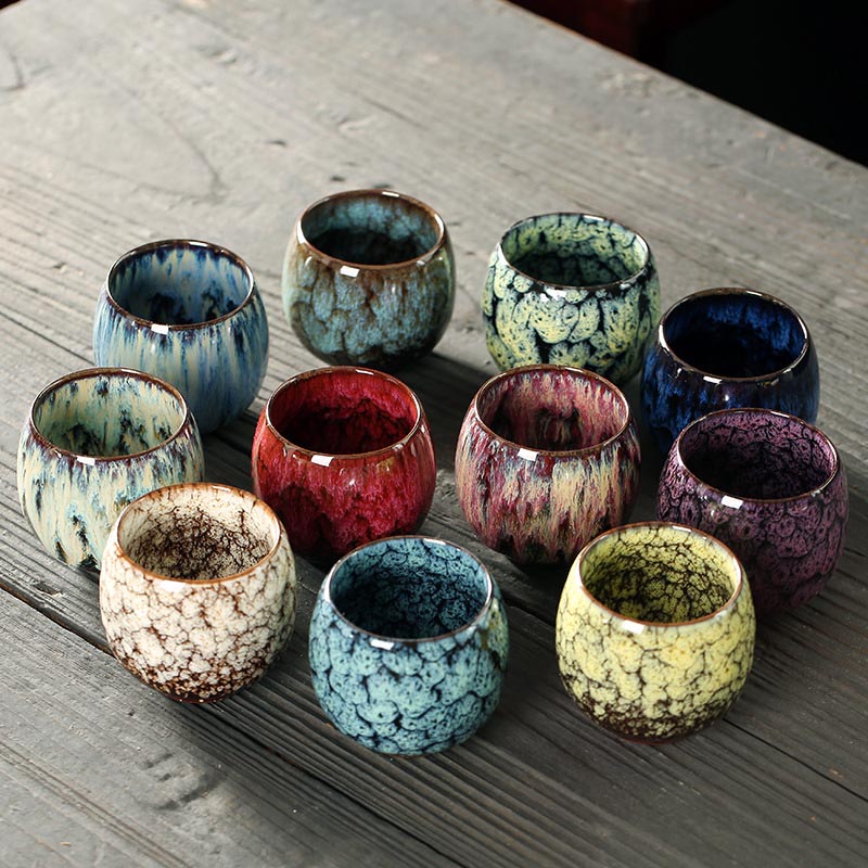 Mehrfarbige Kiln Change Jianzhan Keramik-Teetasse 110 ml