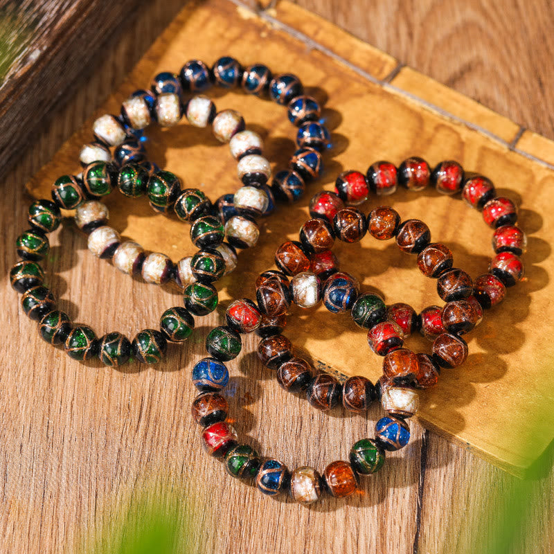Mehrfarbiges spirituelles Armband aus Liuli-Glasperlen, 8 mm
