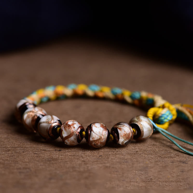 Mehrfarbiges Liuli-Glas-Armband mit spirituellen Perlen, Unisex