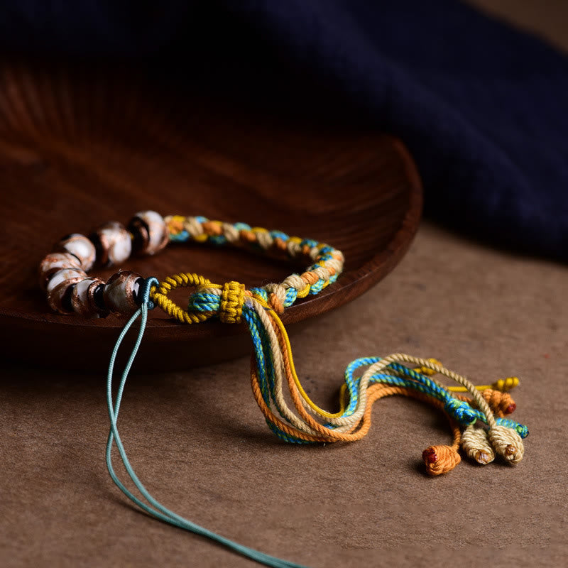 Mehrfarbiges Liuli-Glas-Armband mit spirituellen Perlen, Unisex