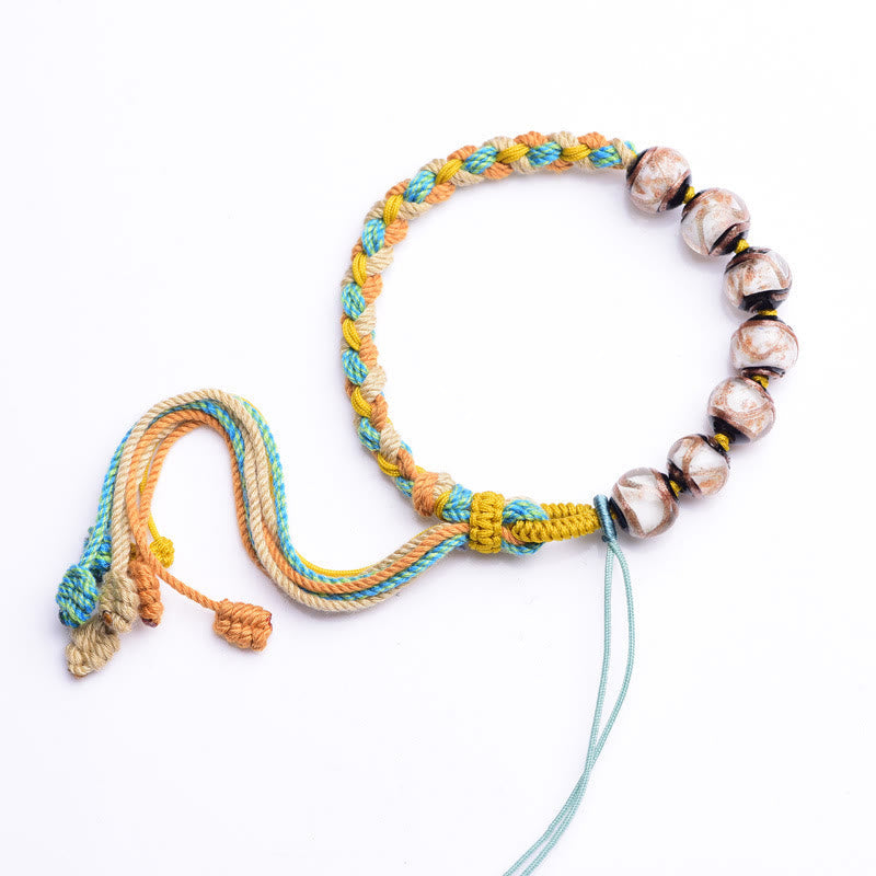 Mehrfarbiges Liuli-Glas-Armband mit spirituellen Perlen, Unisex