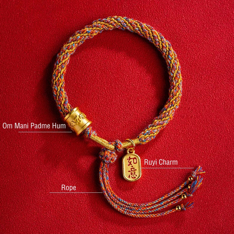 Mehrfarbiges tibetisches Om Mani Padme Hum-Armband für spirituelles Wohlbefinden