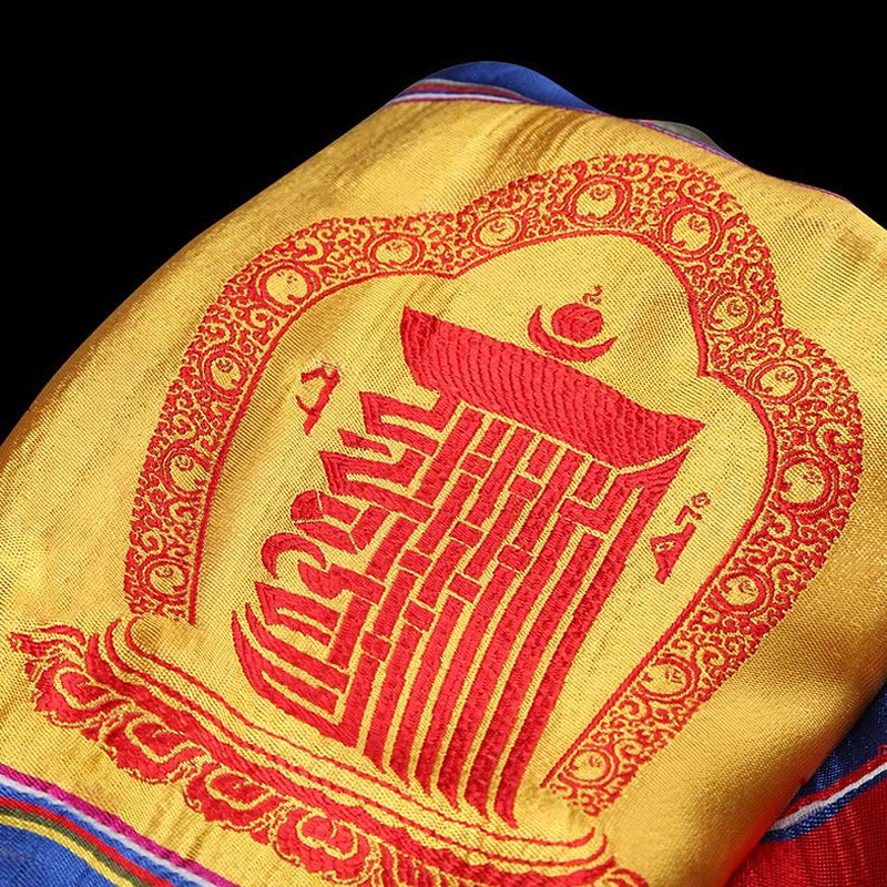 Mehrfarbiger tibetischer Khata-Schal, 260 x 55 cm, Lotus-Mantra-Dekoration