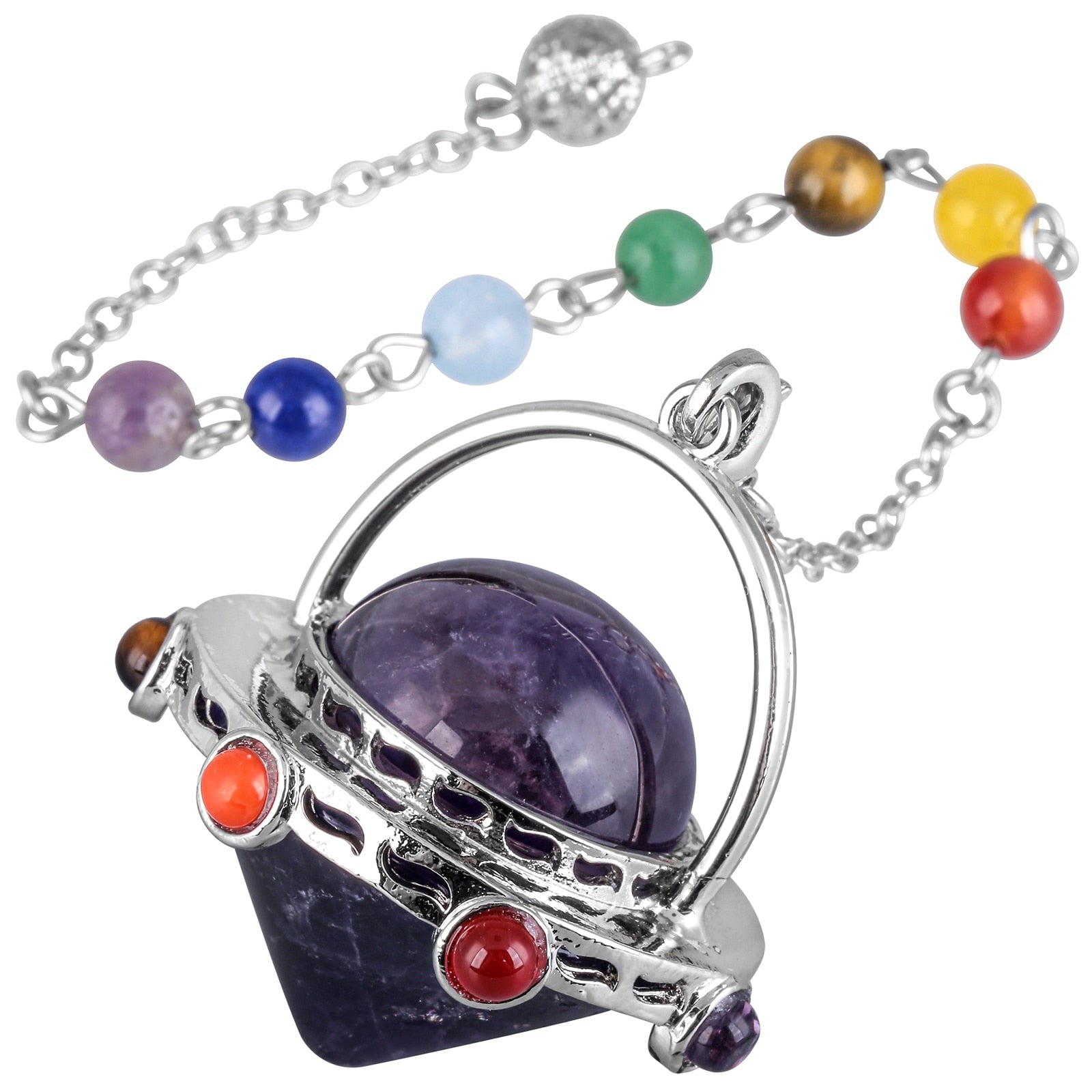Mystisches Tigerauge und Amethyst-Kristallpendel