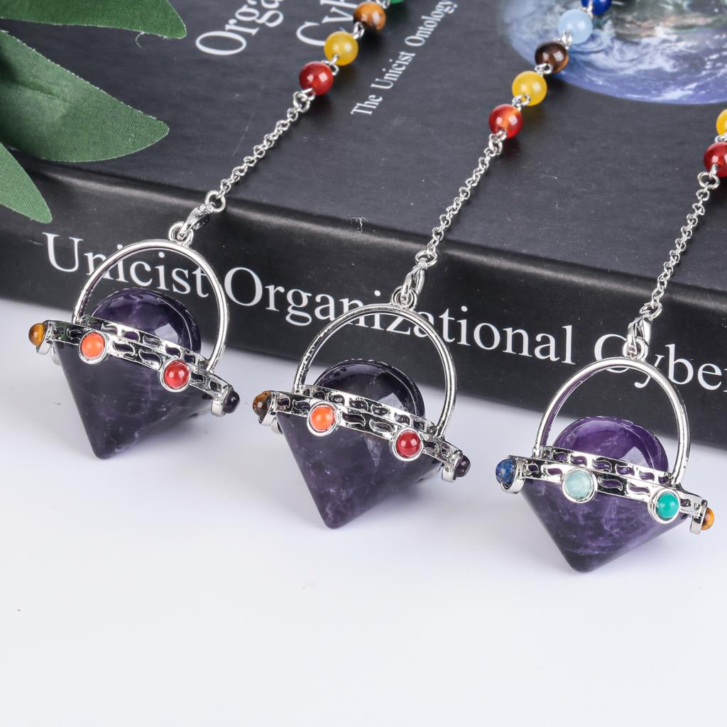 Mystisches Tigerauge und Amethyst-Kristallpendel