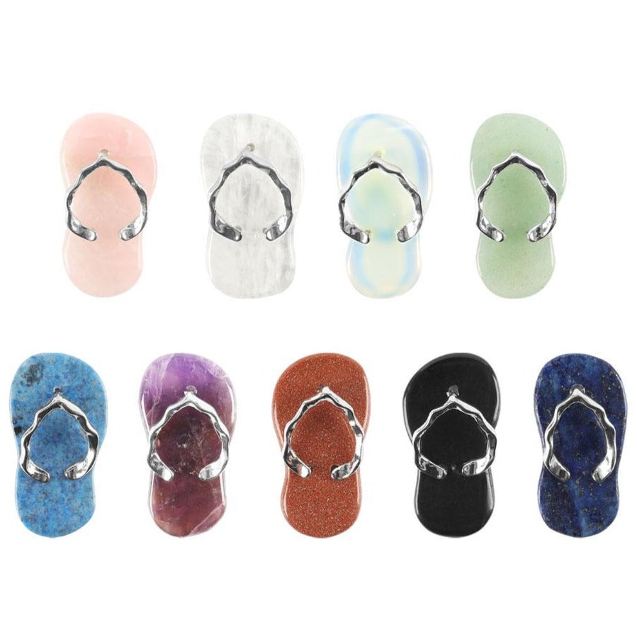 Natural Clear Quartz Mini Crystal Slippers Pendant 1.65 Inches