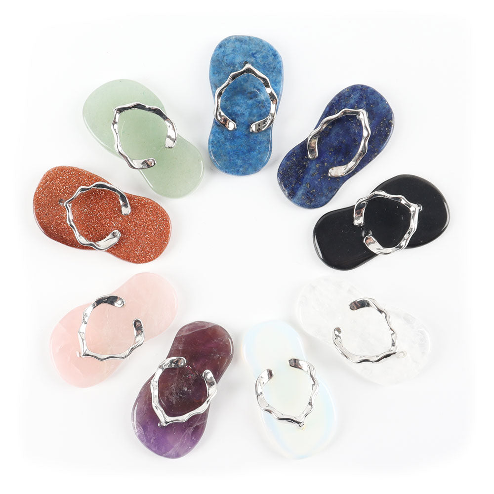 Natural Clear Quartz Mini Crystal Slippers Pendant 1.65 Inches