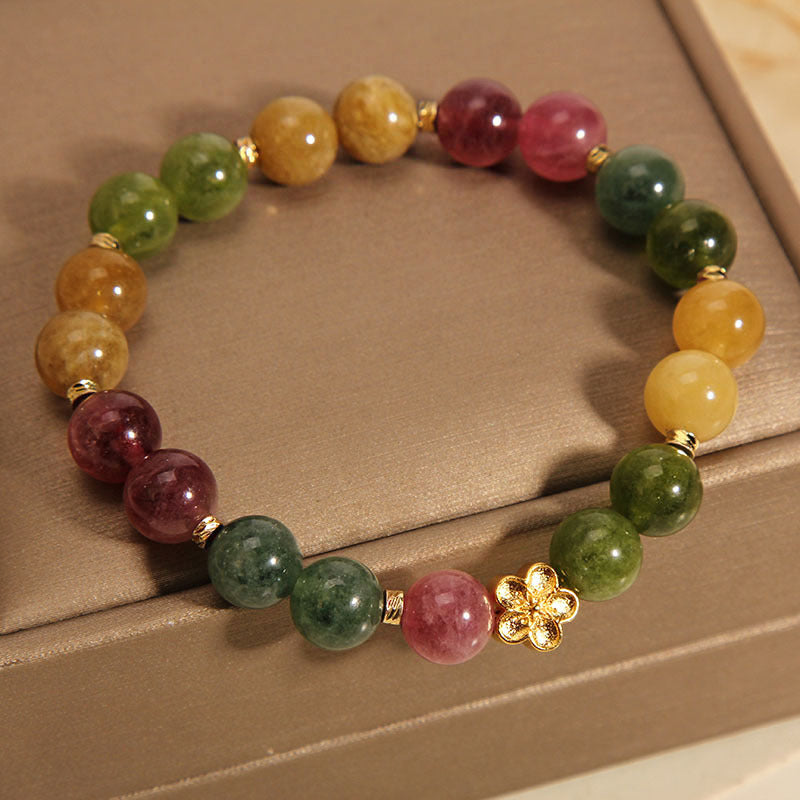 Natürliches buntes Turmalin-Armband mit positivem spirituellem Charakter, 14–16 cm