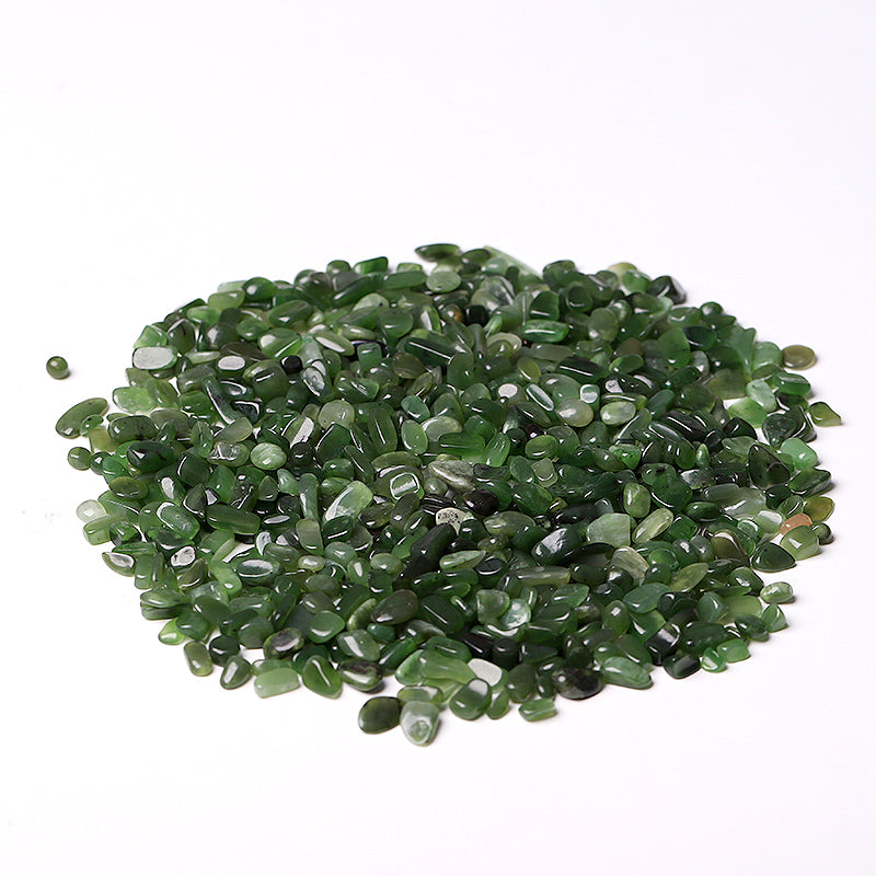 Natürliche grüne Jade-Kristallsplitter, 5–9 mm, Heilsteine