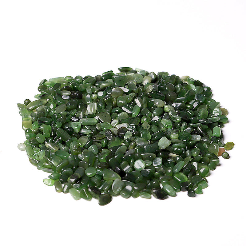 Natürliche grüne Jade-Kristallsplitter, 5–9 mm, Heilsteine