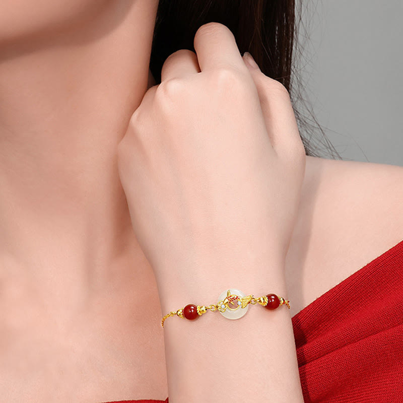 Armband mit Peace-Schnalle aus natürlicher Hetian-Jade, 14–17 cm Handgelenkgröße