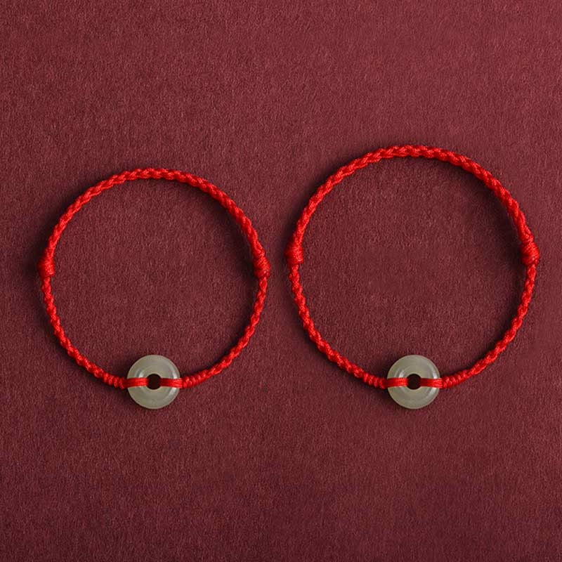 Natürliche Hetian Jade Peace Schnalle geflochtenes Armband Fußkettchen 13–18 cm