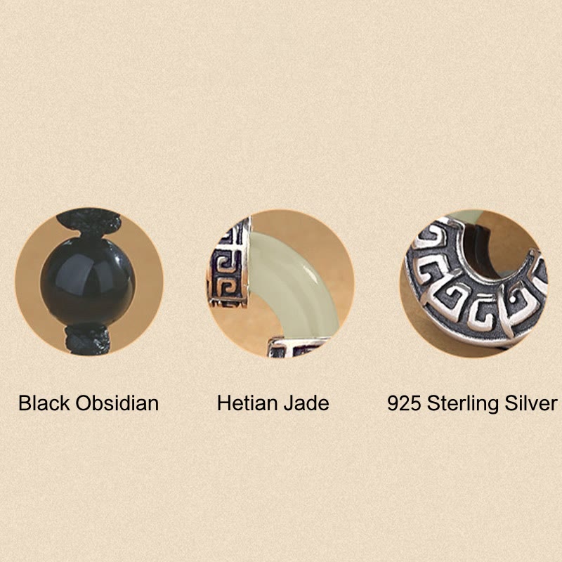 Natürliche Hetian Jade Peace Buckle Halskette | 925 Silber Wohlstand