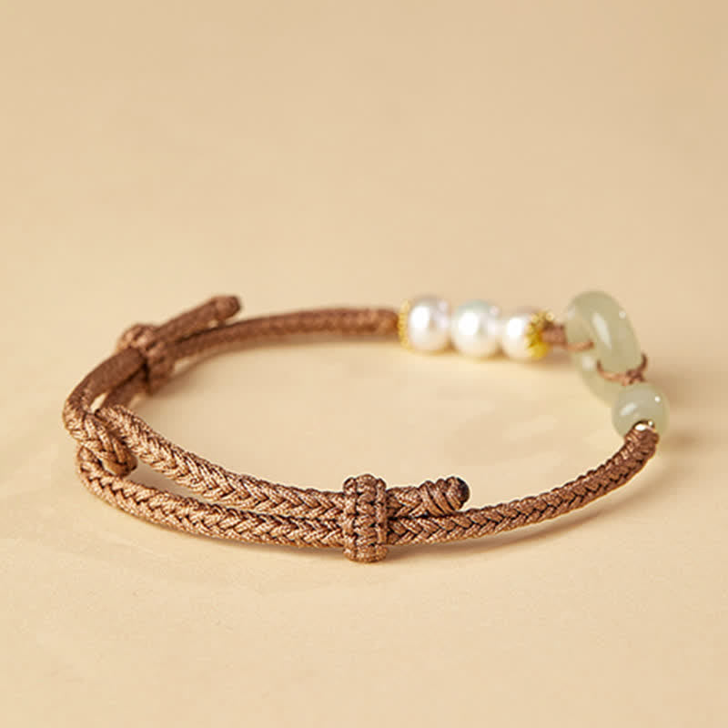 Natürliches Hetian Jade Perlen Peace Buckle Glücksarmband