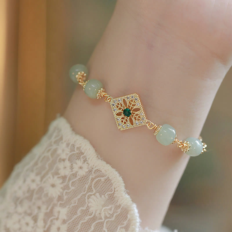 Natürliches Hetian-Jade-Wohlstandsarmband, 14–15 cm