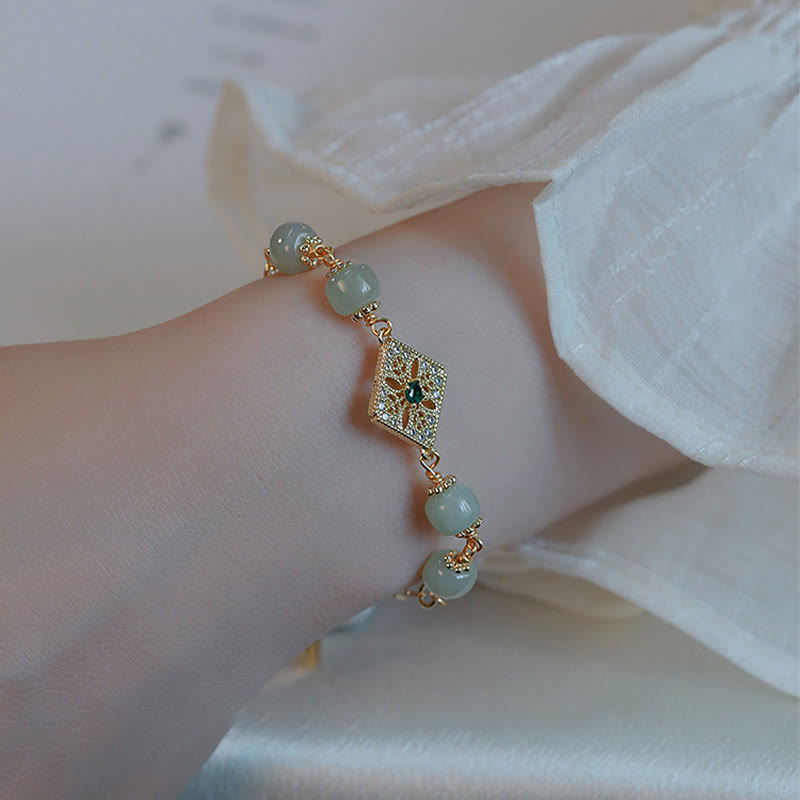 Natürliches Hetian-Jade-Wohlstandsarmband, 14–15 cm