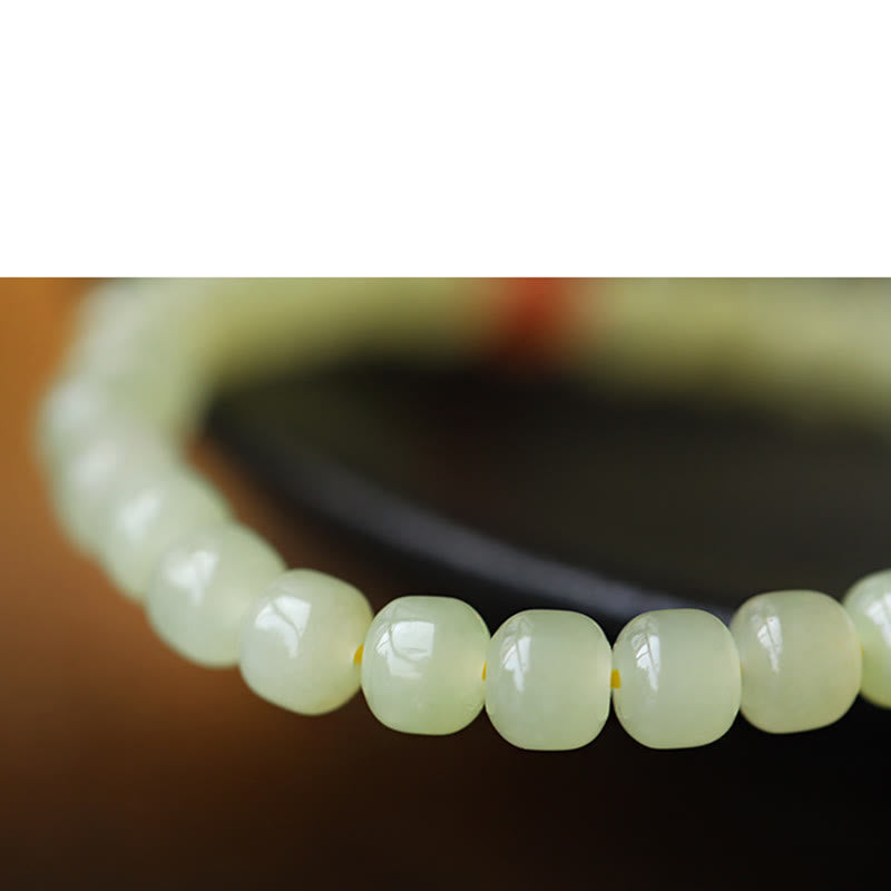Natürliches Hetian Jade Wohlstandsarmband mit Bernstein und rotem Achat