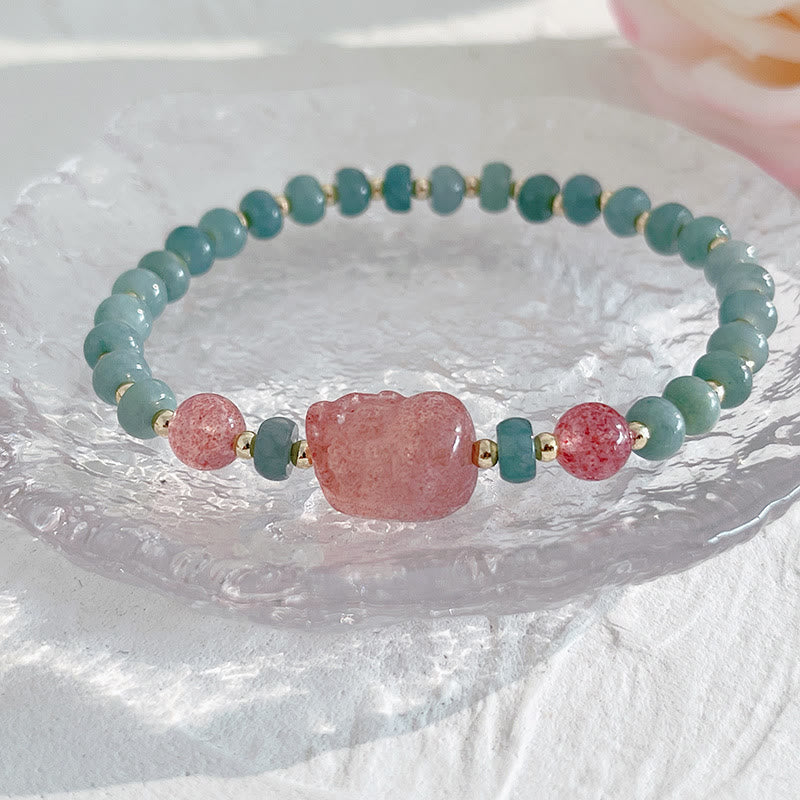 Natürliches Hetian-Jade-Wohlstandsarmband mit PiXiu-Anhänger