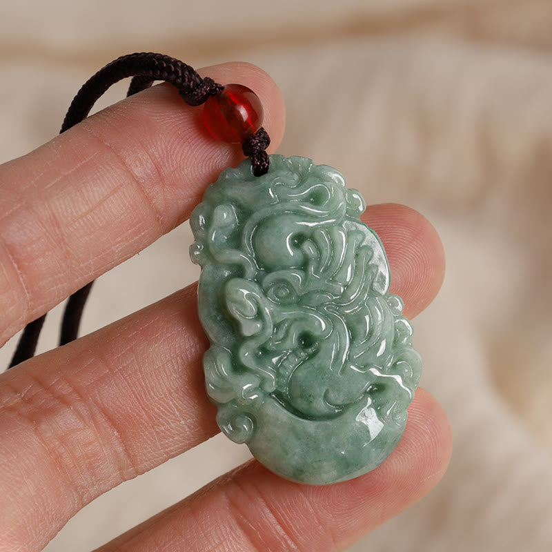 Halskette mit 12 chinesischen Sternzeichen und Wohlstandsanhänger aus natürlicher Jade