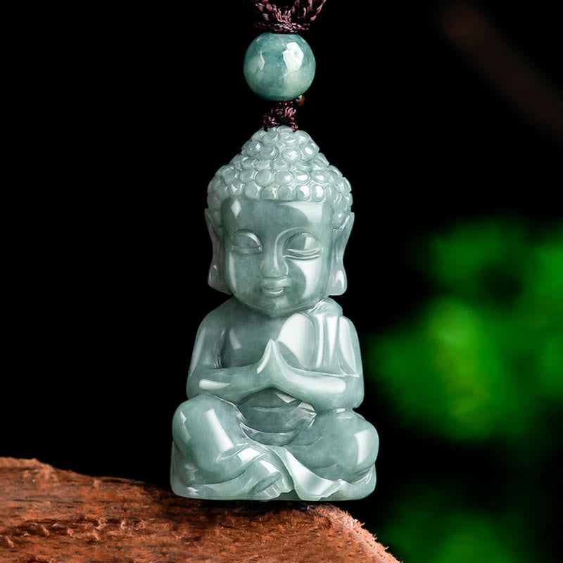 Natürliche Jade Buddha Amulett Halskette | Meditation & Gelassenheit