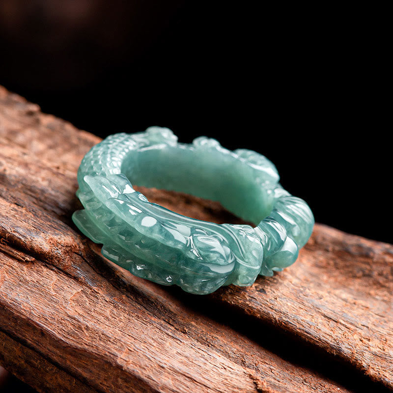 Natürlicher Jade-Drachen-Erfolgsring
