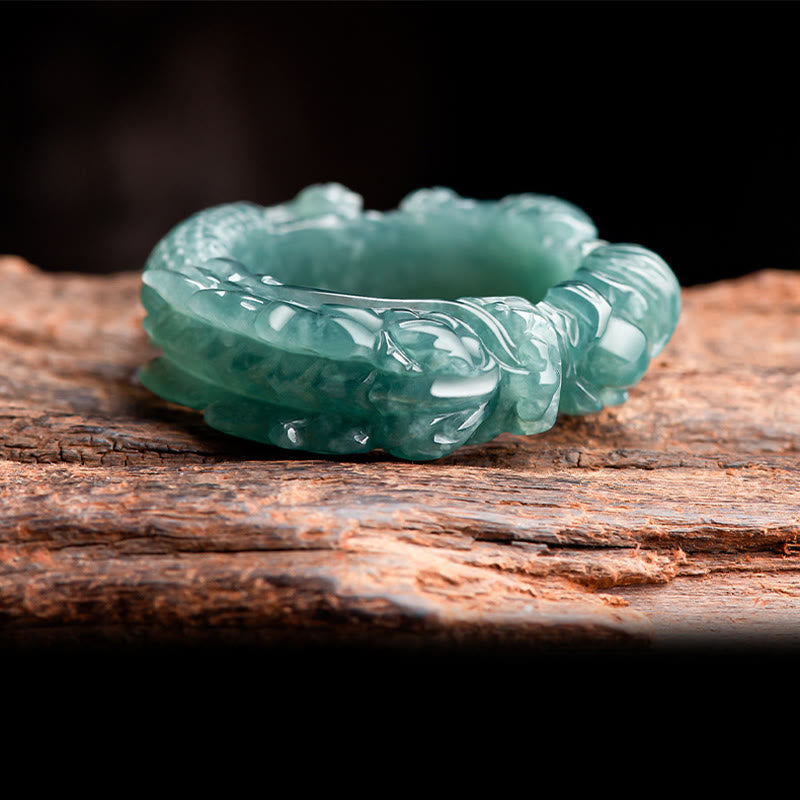 Natürlicher Jade-Drachen-Erfolgsring
