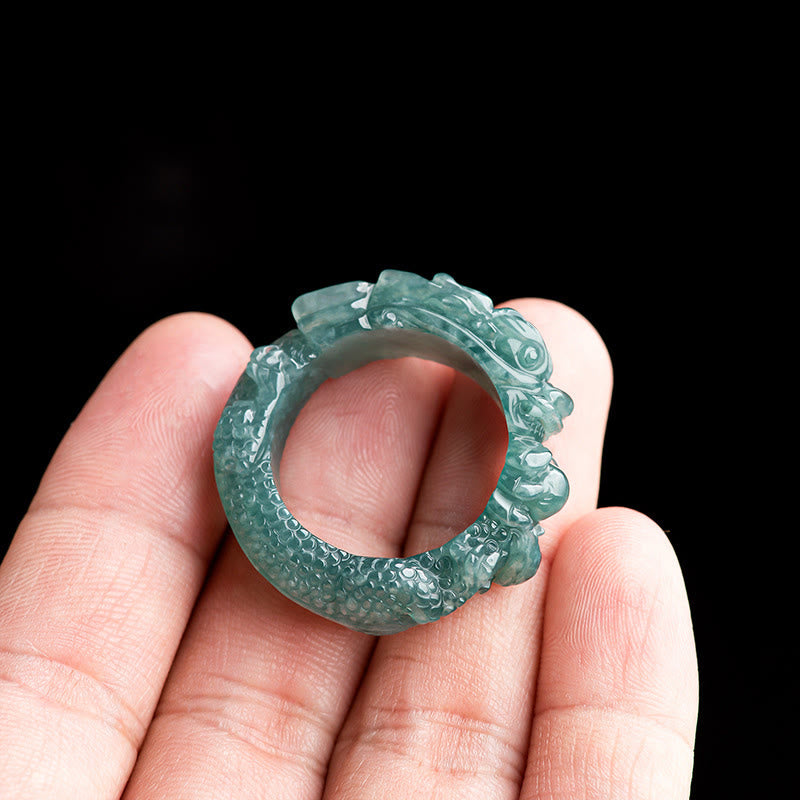 Natürlicher Jade-Drachen-Erfolgsring