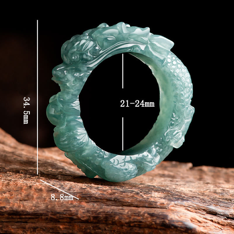 Natürlicher Jade-Drachen-Erfolgsring