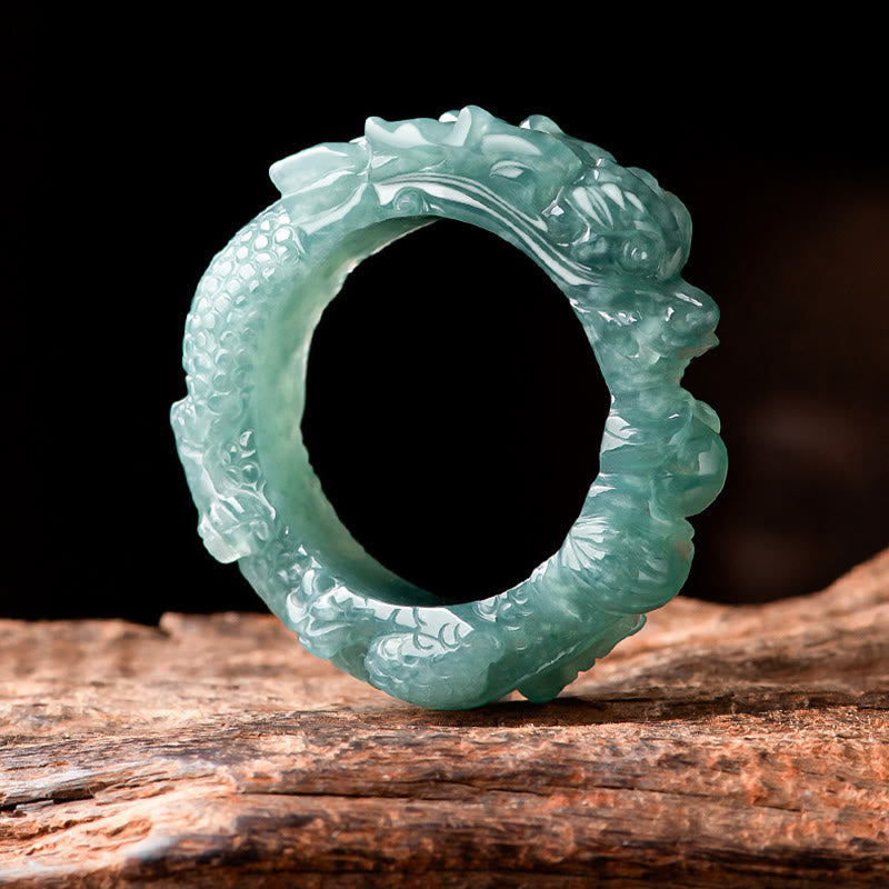 Natürlicher Jade-Drachen-Erfolgsring
