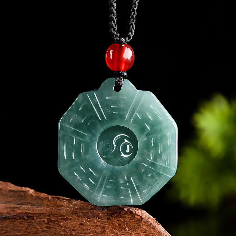 Natürliche Jade Feng Shui Bagua Yin Yang Wohlstand Halskette