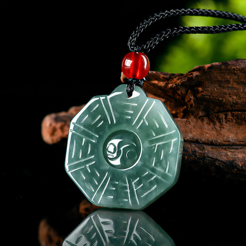 Natürliche Jade Feng Shui Bagua Yin Yang Wohlstand Halskette