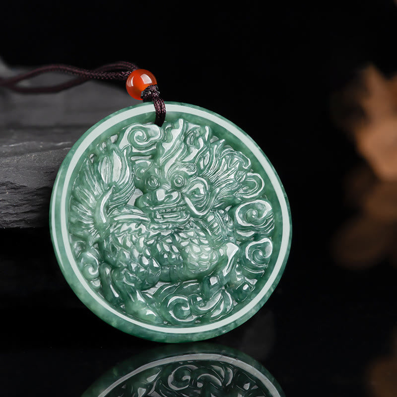 Natürliche Jade Kirin Fülle Halskette | Wohlstand & Glück