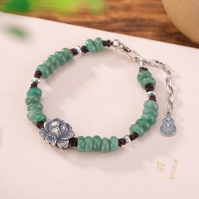 Natürliches Jade-Lotus-Glücks-Friedensarmband