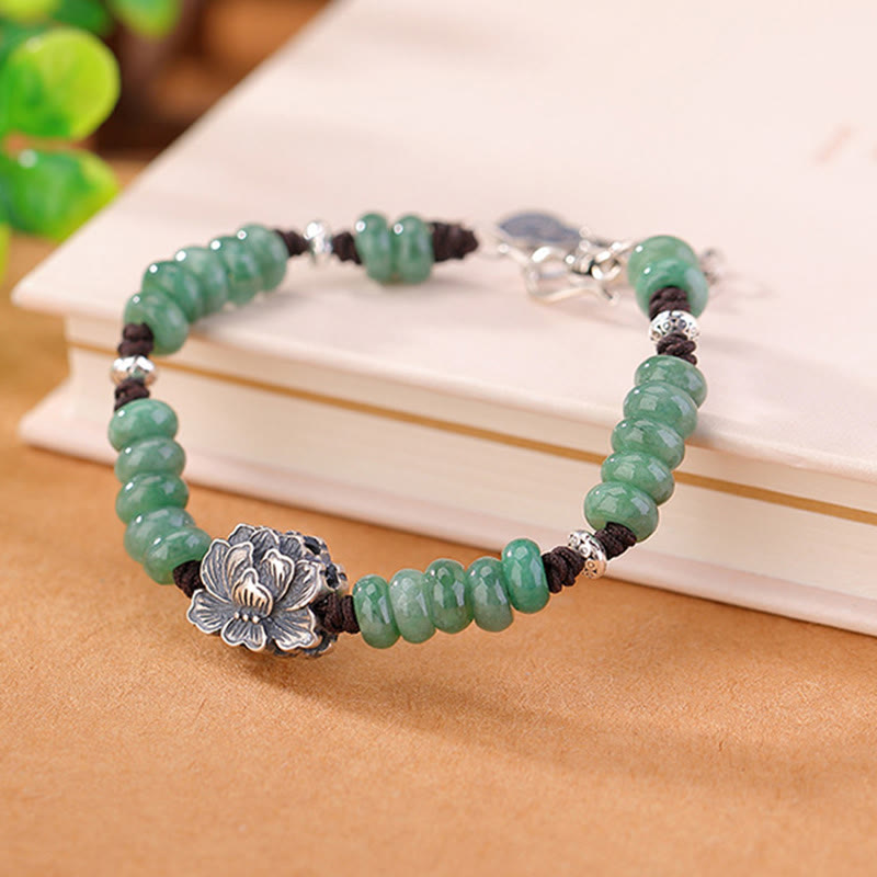 Natürliches Jade-Lotus-Glücks-Friedensarmband