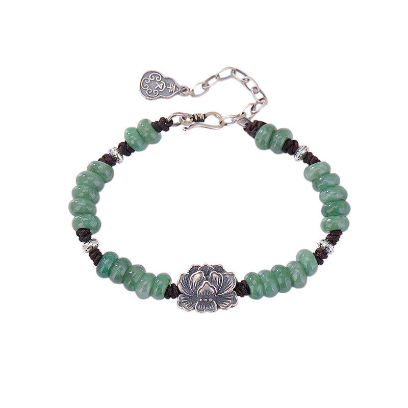 Natürliches Jade-Lotus-Glücks-Friedensarmband