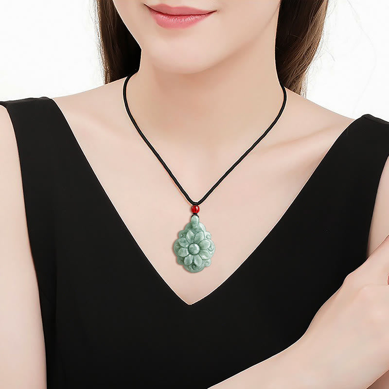 Halskette mit natürlichem Jade-Glücksanhänger | Wohlstand und Fülle