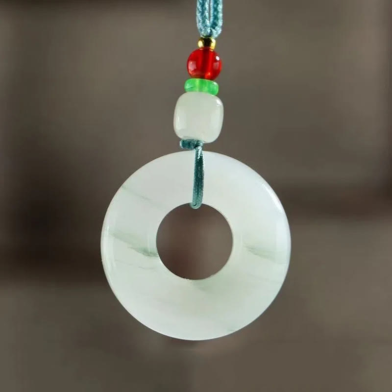 Natürliche Jade-Halskette mit Friedensschnalle und Wohlstandssymbol, 45 cm