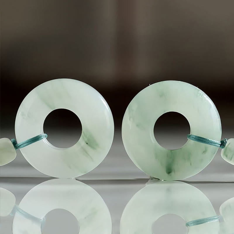 Natürliche Jade-Halskette mit Friedensschnalle und Wohlstandssymbol, 45 cm