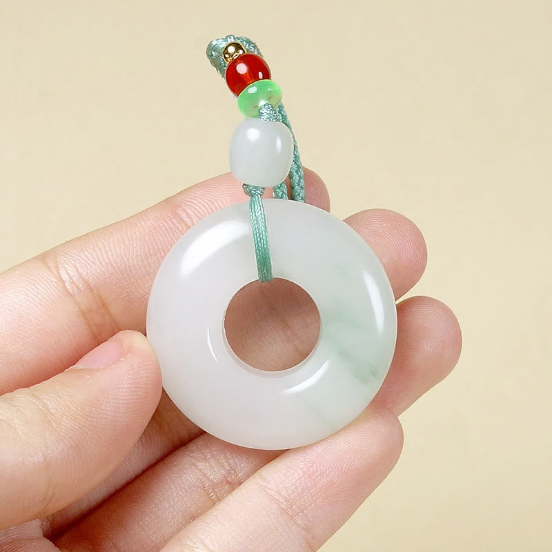 Natürliche Jade-Halskette mit Friedensschnalle und Wohlstandssymbol, 45 cm