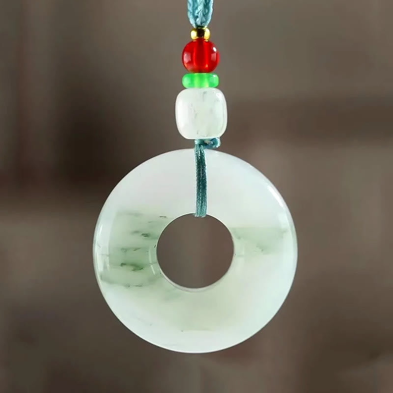 Natürliche Jade-Halskette mit Friedensschnalle und Wohlstandssymbol, 45 cm