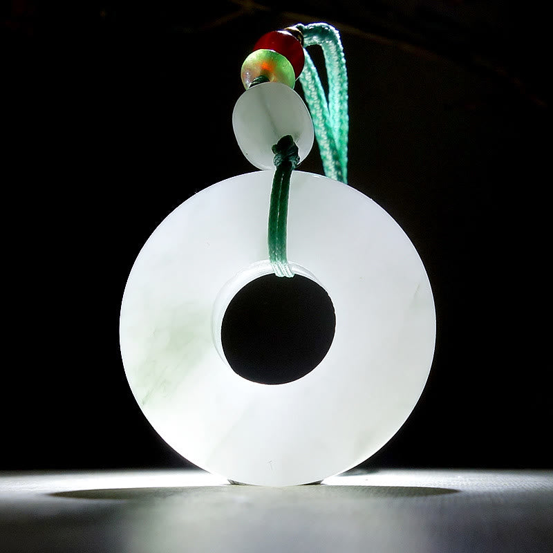 Natürliche Jade-Halskette mit Friedensschnalle und Wohlstandssymbol, 45 cm