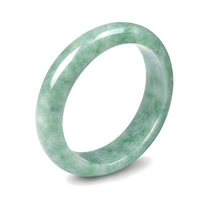 Natural Jade Prosperity Bangle Bracelet 60-61mm, on a white background