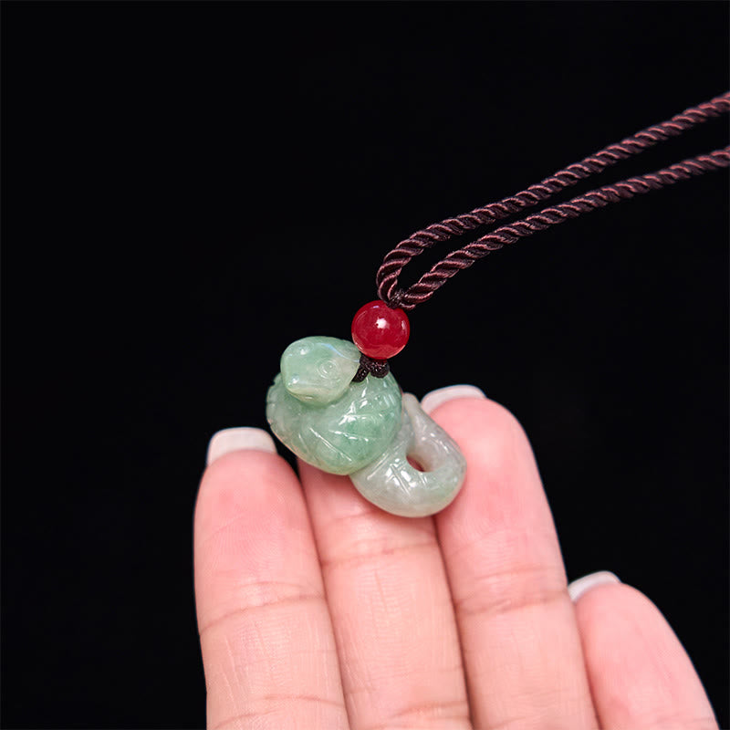 Schlangenkette aus natürlicher Jade | Chinesischer Sternzeichenanhänger Glück