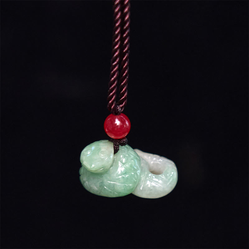 Schlangenkette aus natürlicher Jade | Chinesischer Sternzeichenanhänger Glück