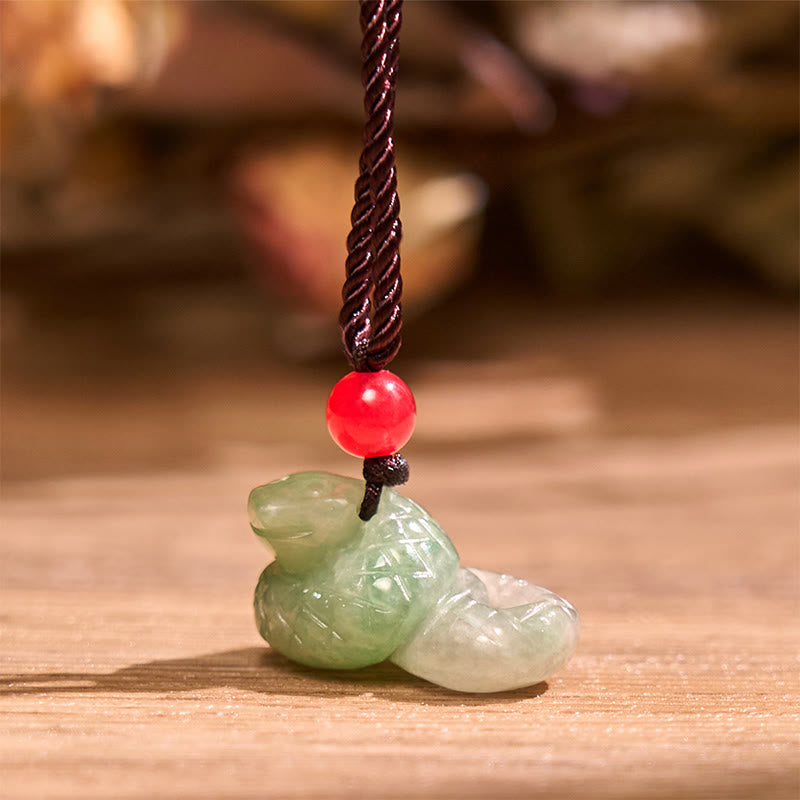 Schlangenkette aus natürlicher Jade | Chinesischer Sternzeichenanhänger Glück
