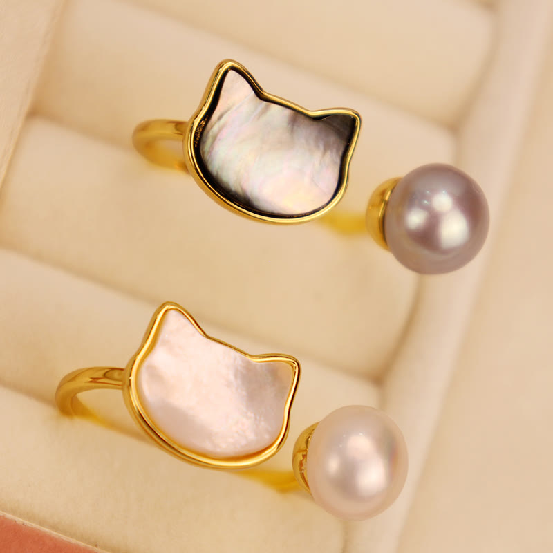 Natürliche Perle Kupfer Katze Heilung Halskette & Ohrringe Set