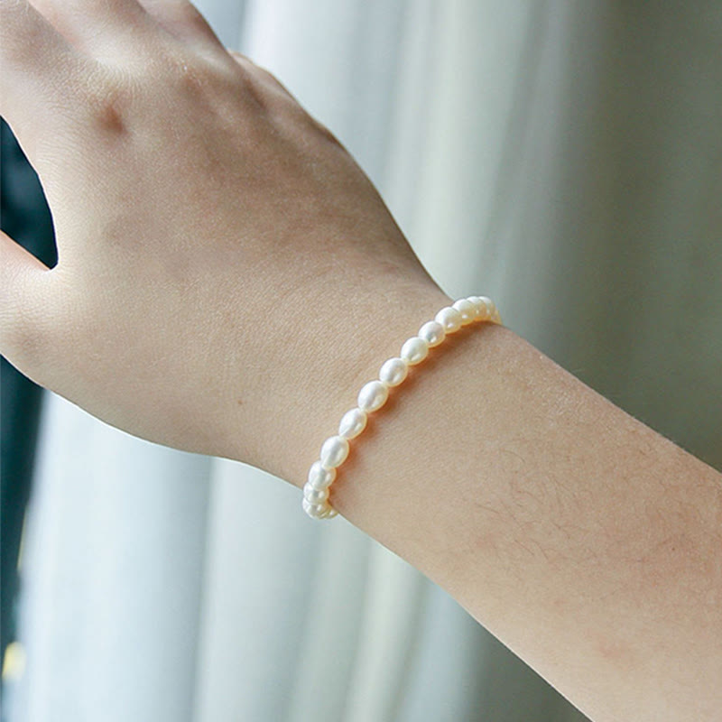 Natürliches Perlenarmband mit Heilperlen, 4–5 mm, für Optimismus