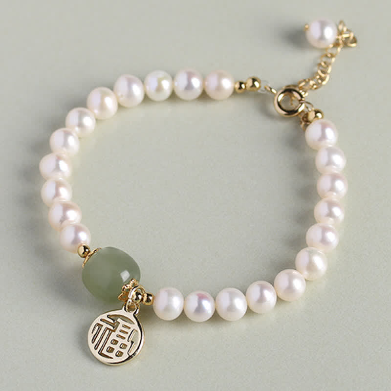 Natürliches Perlenarmband aus Hetian-Jade für Glück und Heilung