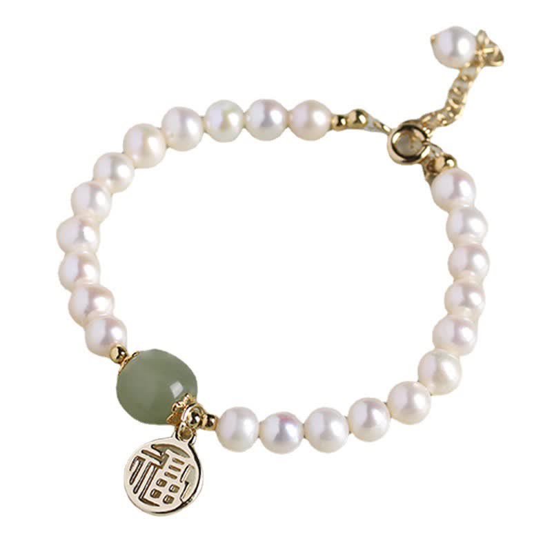 Natürliches Perlenarmband aus Hetian-Jade für Glück und Heilung