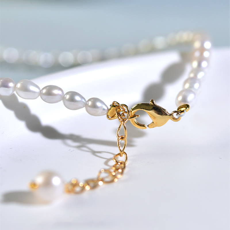 Natürliche Perle Larimar Aufrichtigkeit Halskette 40cm | Heilende Klänge